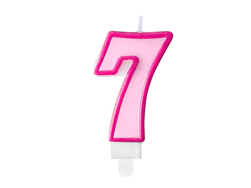 Birthday candle Number 7, pink,7cm (1 pc)